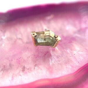 Geometric Cut 6.2mm x 3.9mm Pale Green Australian Sapphire 14k Yellow