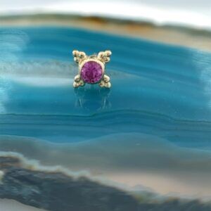 Mini Kandy 2mm Hot Pink Sapphire 14k Yellow