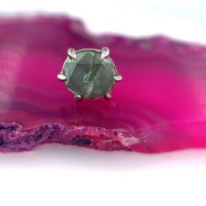 5.5mm x 5mm Oval Rose Cut Australian Seafoam Sapphire 14k White
